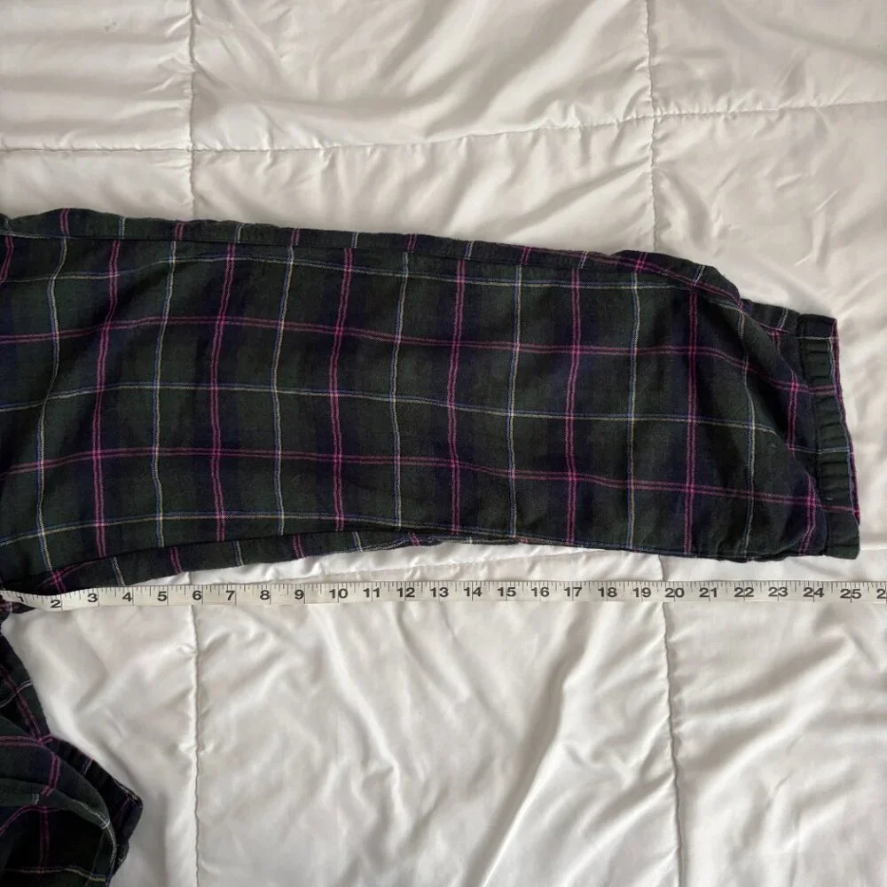 Lauren Ralph Lauren  Green Plaid Flannel Pajamas 2-Piece Set Preppy Cabincore M